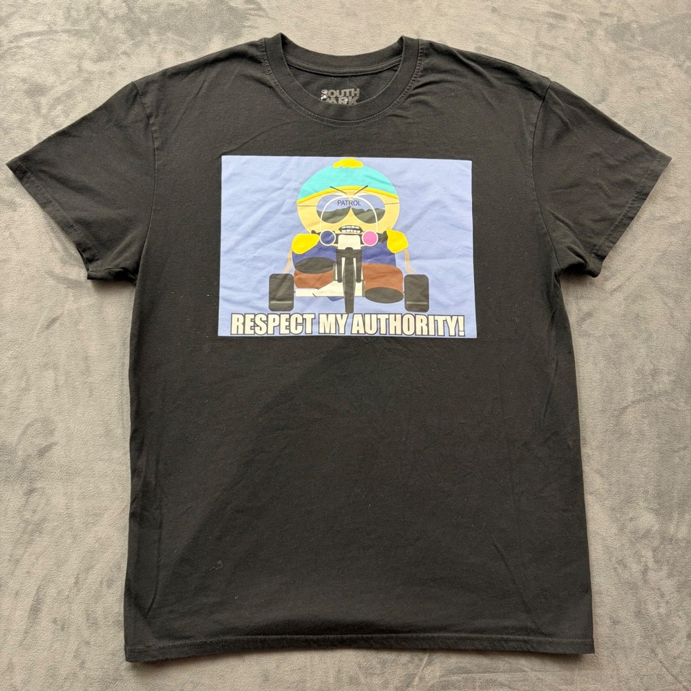 South Park Eric Cartman Respect My Authority Black Graphic T-Shirt Large
